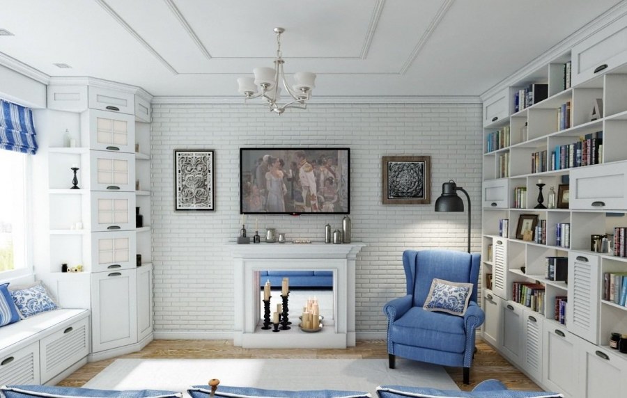 Голубая гостиная в стиле Прованс