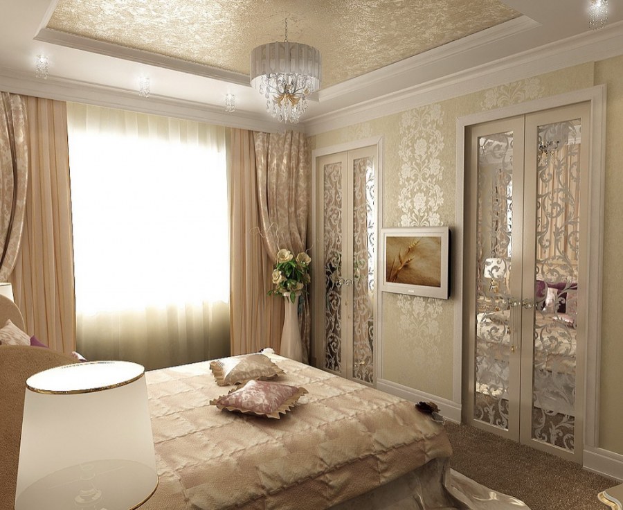 Спальня с эркером в классическом стиле