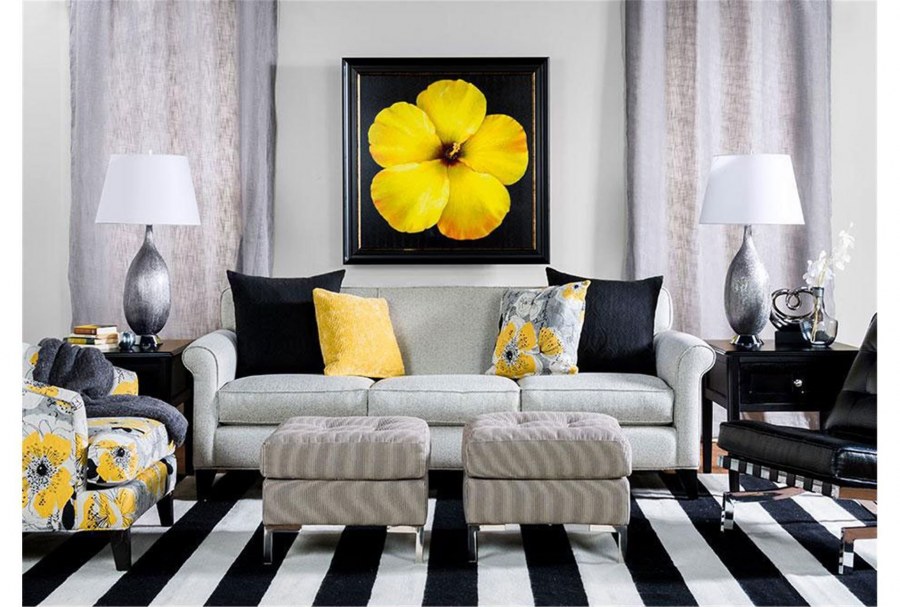 Гостиная в черно желтых тонах