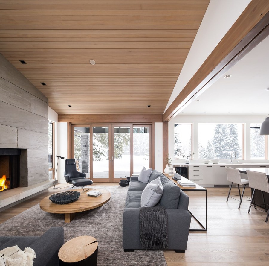 Деревянный потолок в стиле Минимализм