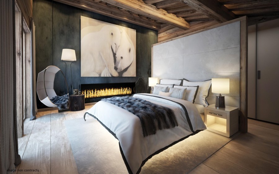 Спальня в стиле современного Шале