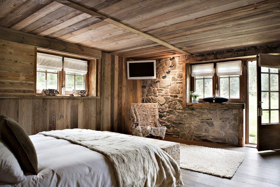 Отделка стен деревом в стиле Шале