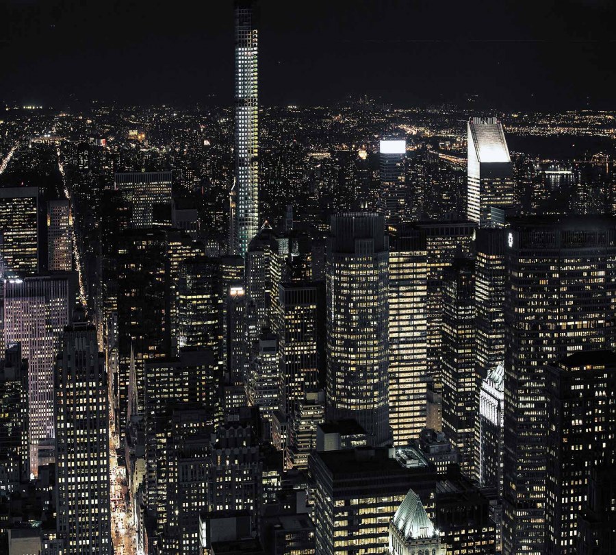 Ночной город на стене