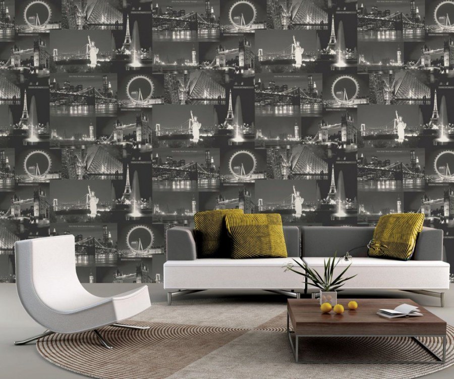 Фотообои города на стену в интерьере