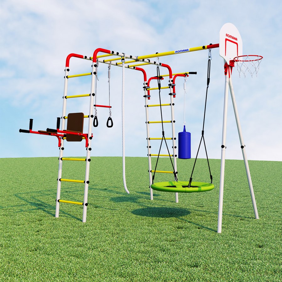 Детский дачный комплекс romana r 103.20.04 "Fitness" + гнездо качели