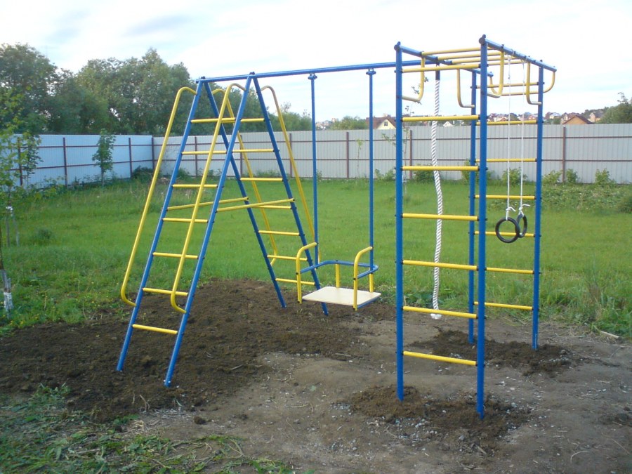 Спортивный комплекс Лидер д1-01 (мет. Качели) сине/жёлтый