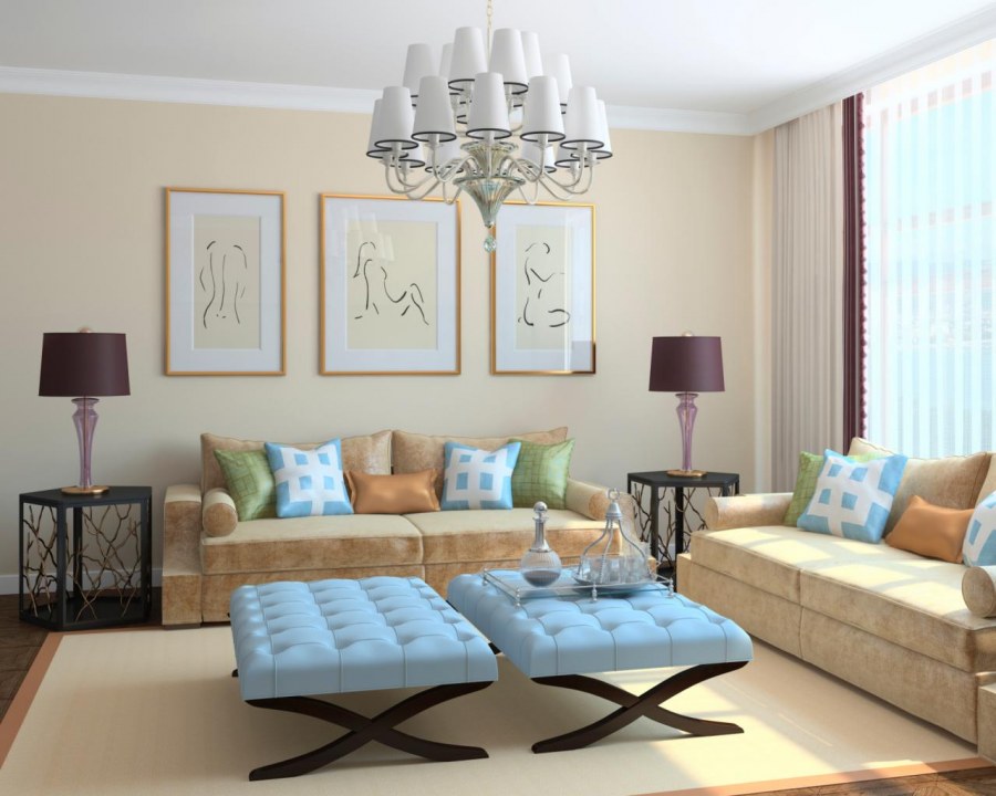 Пастельные цвета в интерьере гостиной