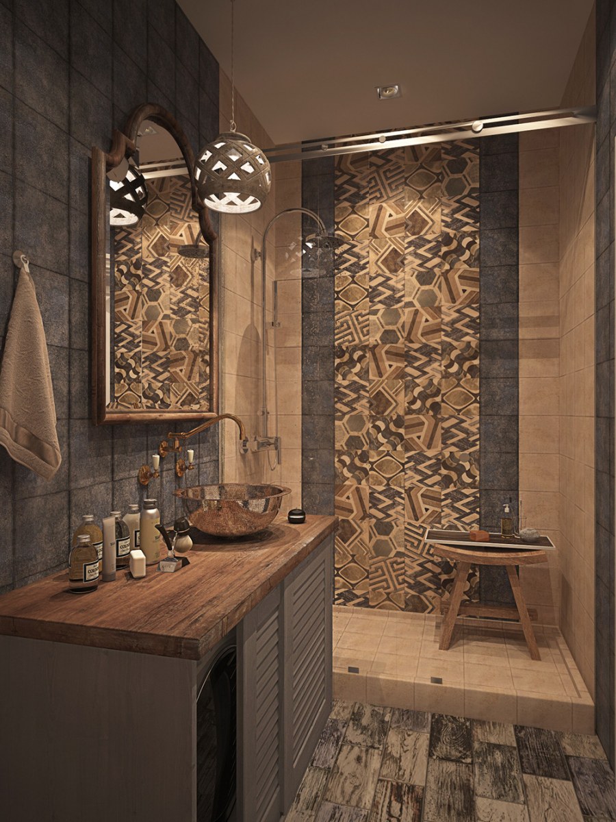 Душевая комната в тропическом стиле