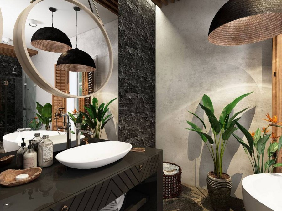 Ванная в стиле тропики
