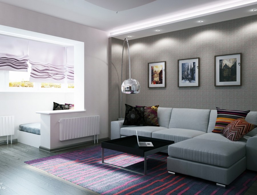 Гостиная совмещенная с лоджией