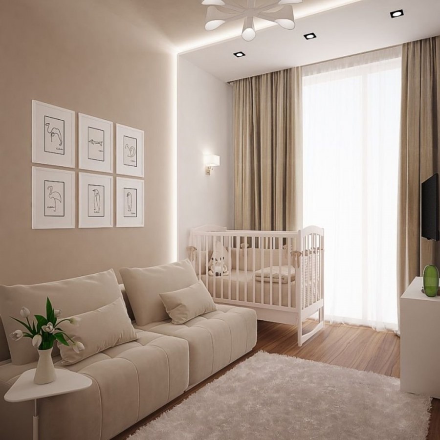 Бежевая маленькая гостиная