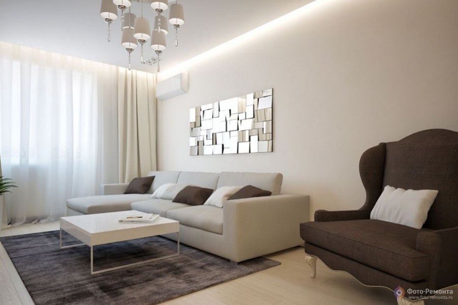 Светло бежевый диван в интерьере