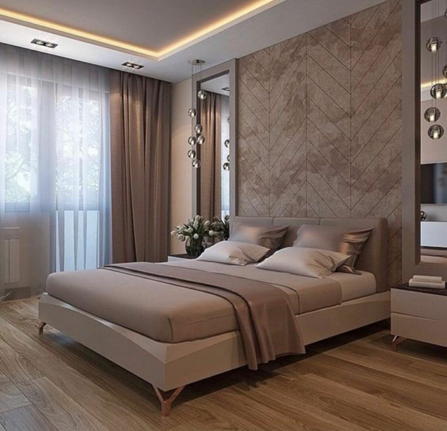 Спальня в бежево коричневом цвете
