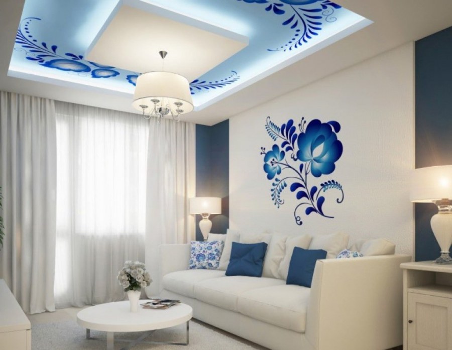 Гостиная в стиле Гжель