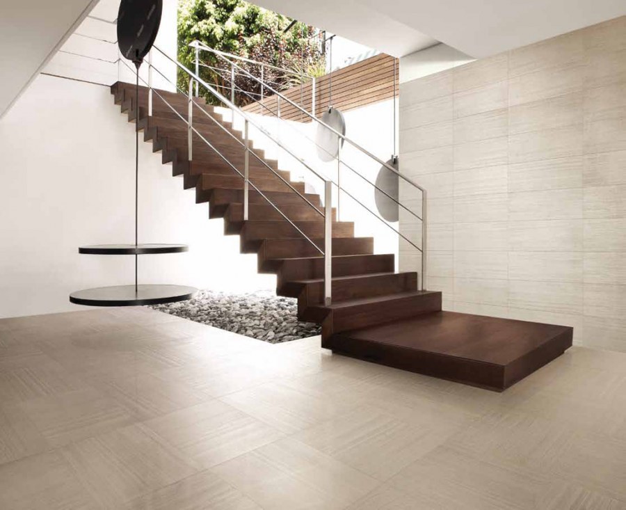 Лестница интерьер керамогранит