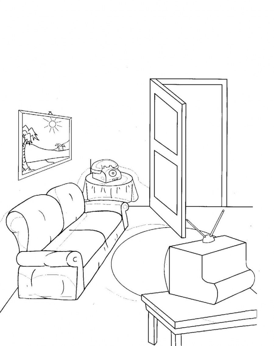 Рисование комнаты с мебелью для детей