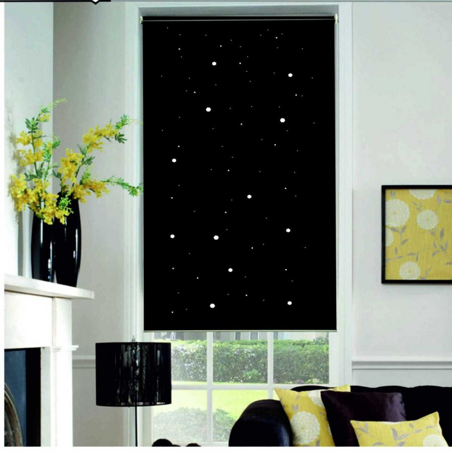 Рулонные шторы perforollo ночной город , ширина 50-160см, черный, holeroll