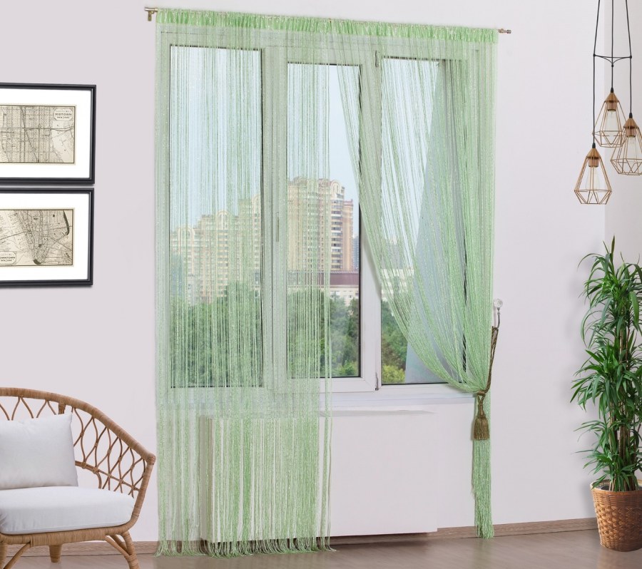 Штора кисея полиэстер 300х290 см зеленая