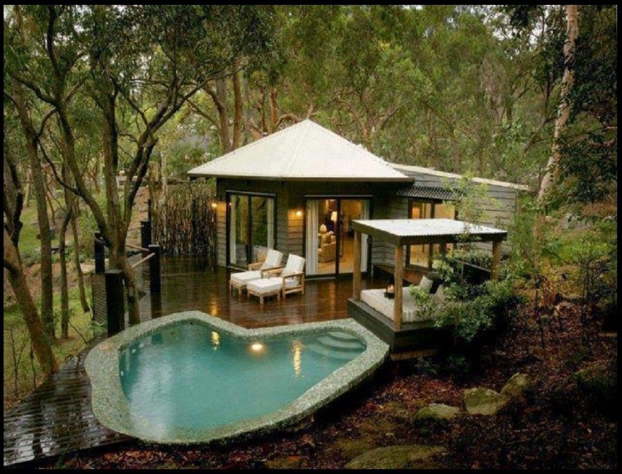 Домик в лесу с бассейном