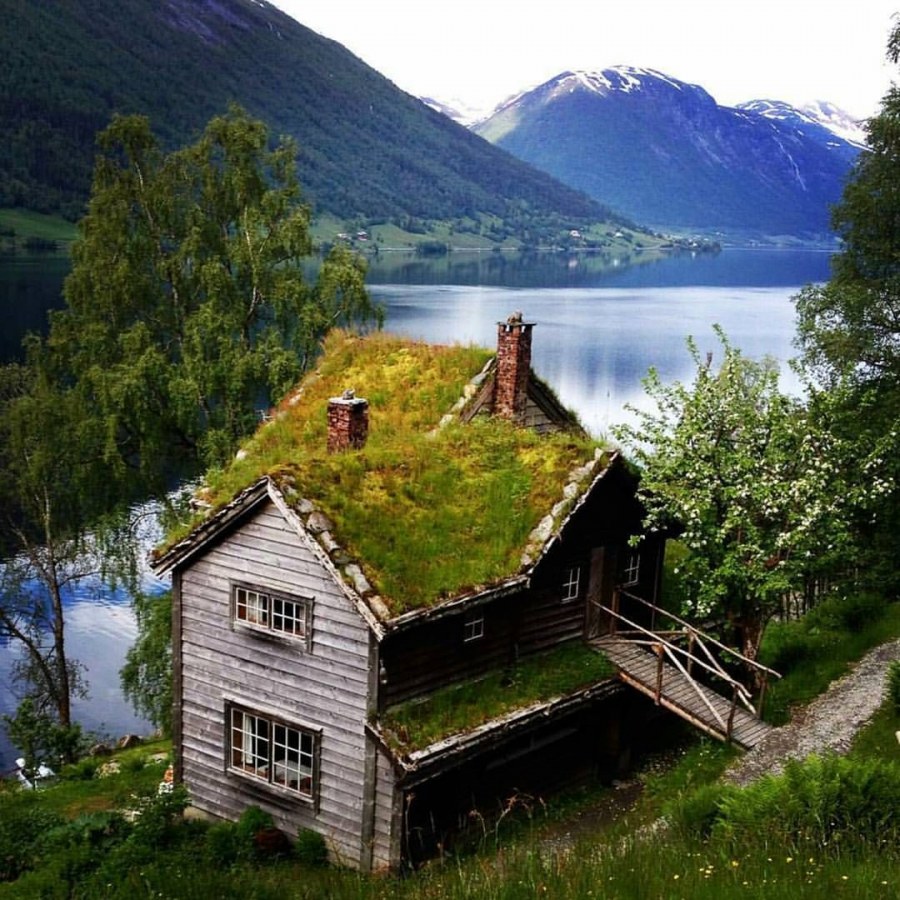 Норвегия домики в горах