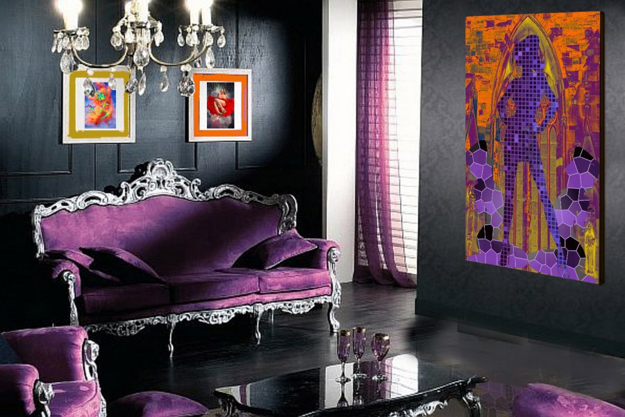 Черно фиолетовый интерьер