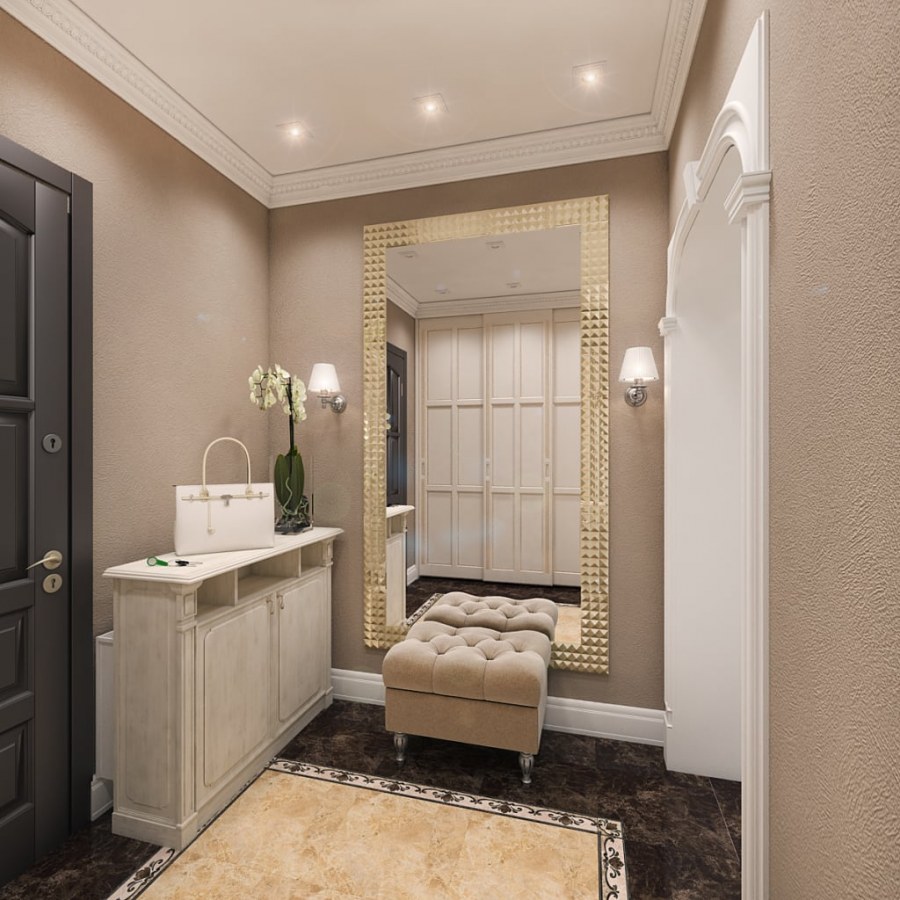 Квадратная прихожая в классическом стиле