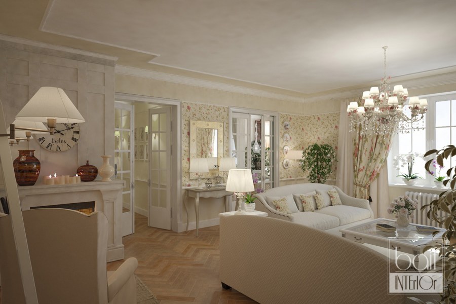 Гостиная скромная в стиле Прованс