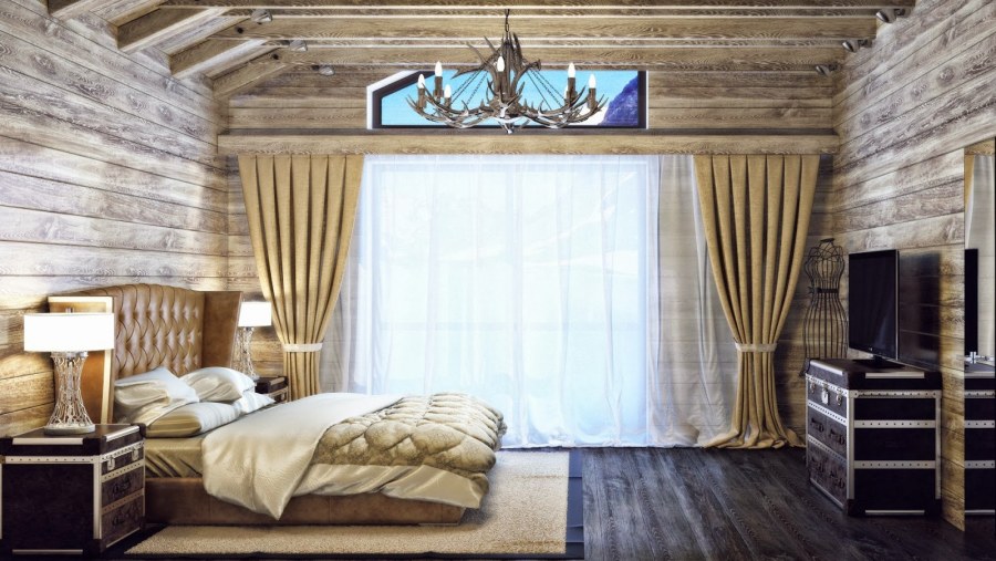 Текстиль в деревянном доме