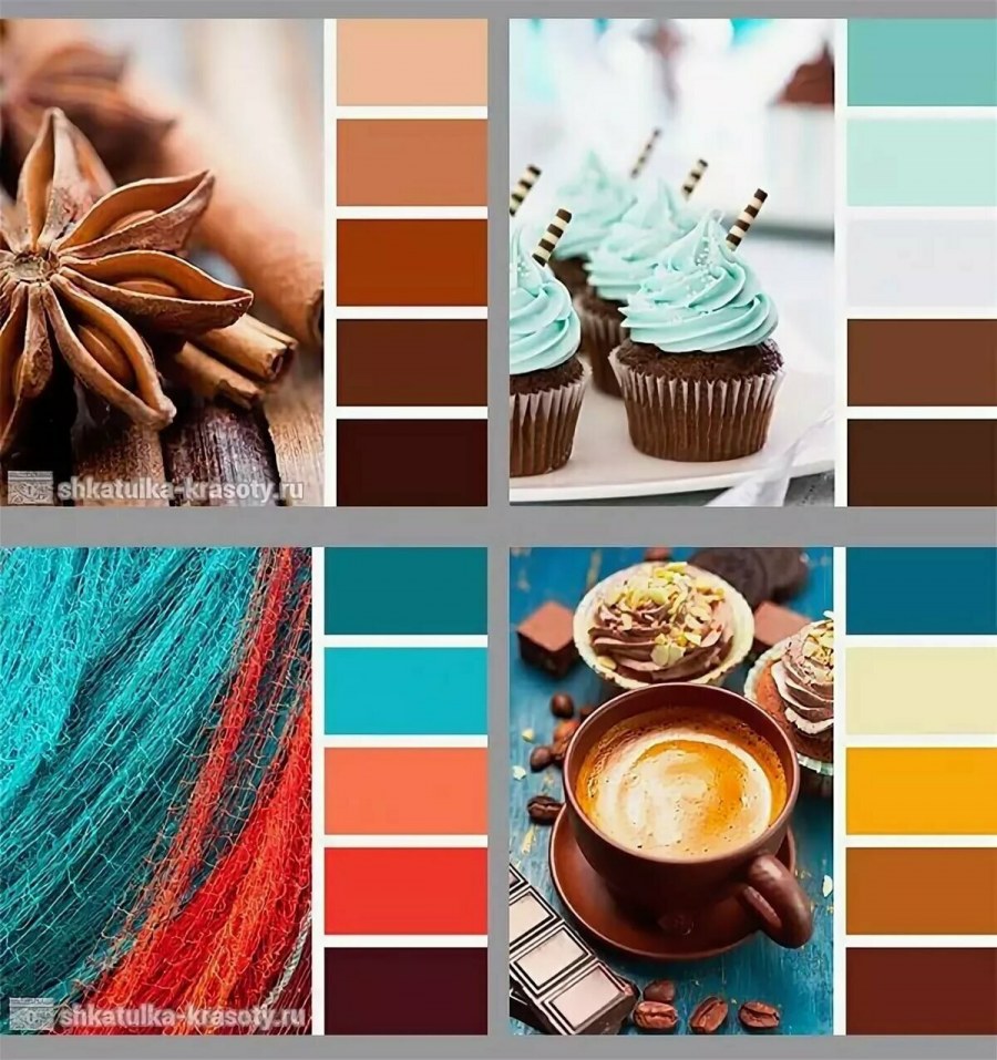 Сочетание с коричневым цветом