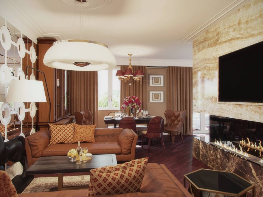 Гостиная в карамельных тонах