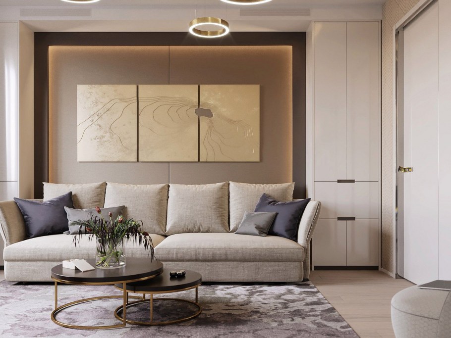 Гостиная в карамельных тонах