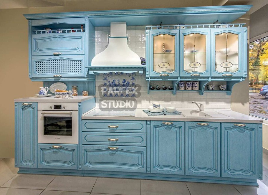 Кухня пластик синяя
