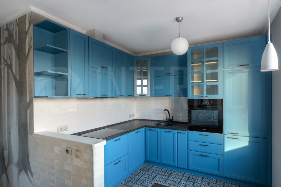Деним голубой кухня
