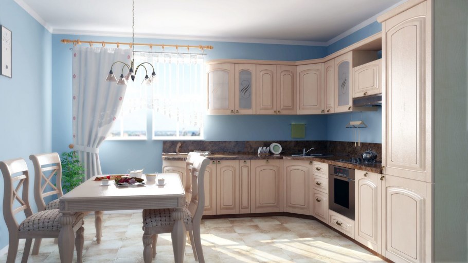 Классическая кухня голубого цвета