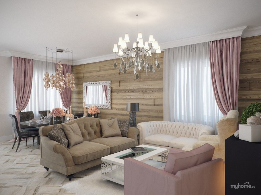 Гостиная в персиковых тонах