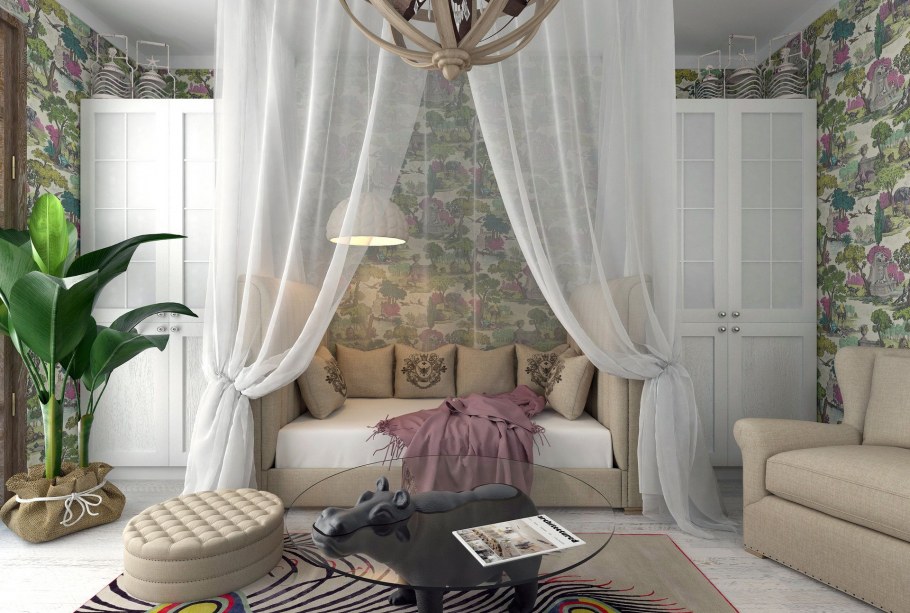 Интерьер зала с 2 диванами