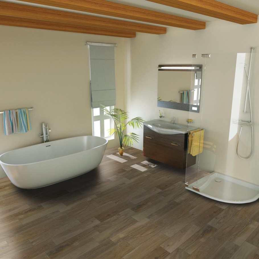 Пол под дерево в ванной