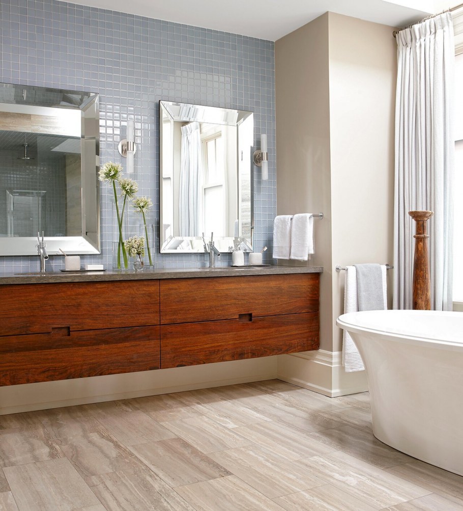 Пол под дерево в ванной