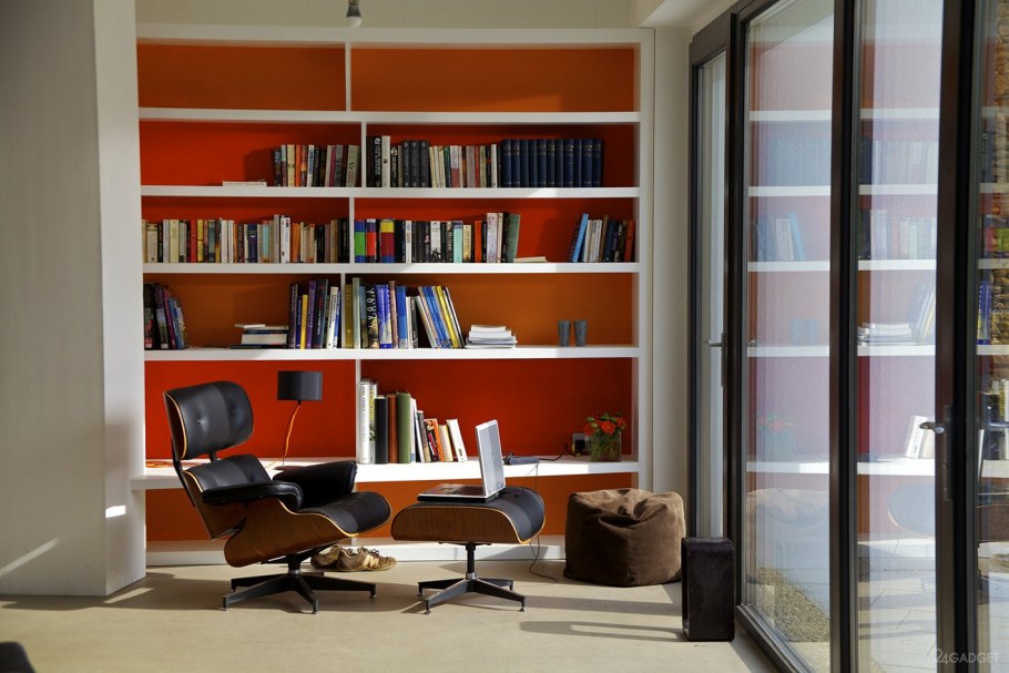 Стеллаж в кабинете интерьер