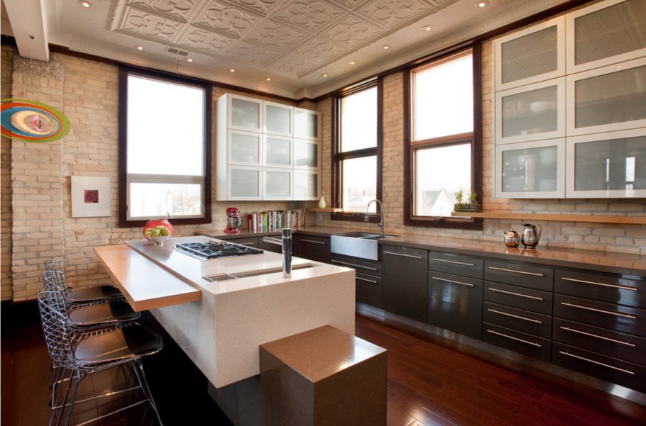 Небольшая угловая кухня лофт