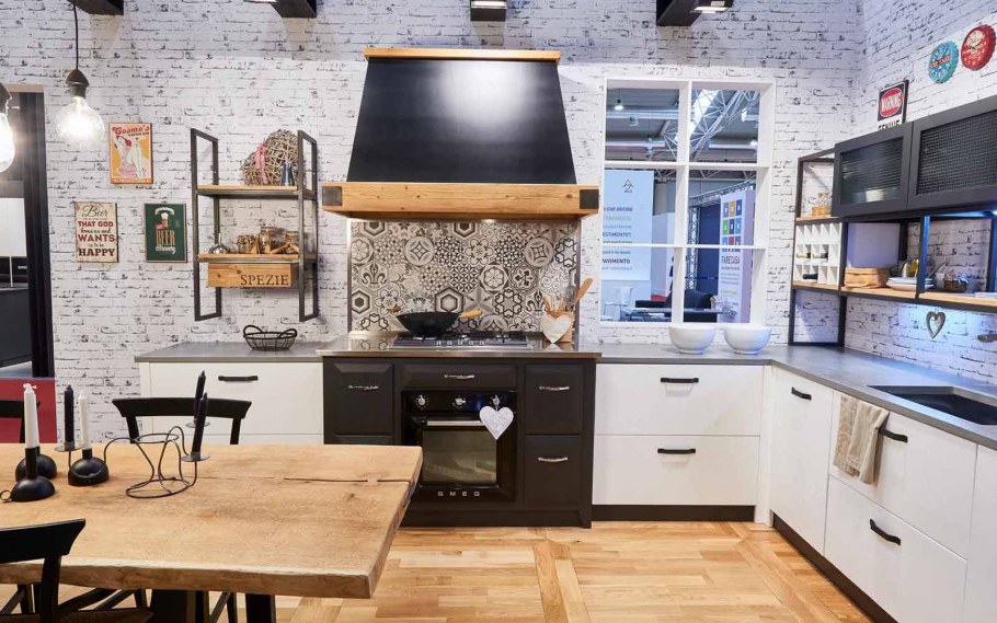 Кухня лофт угловая серая