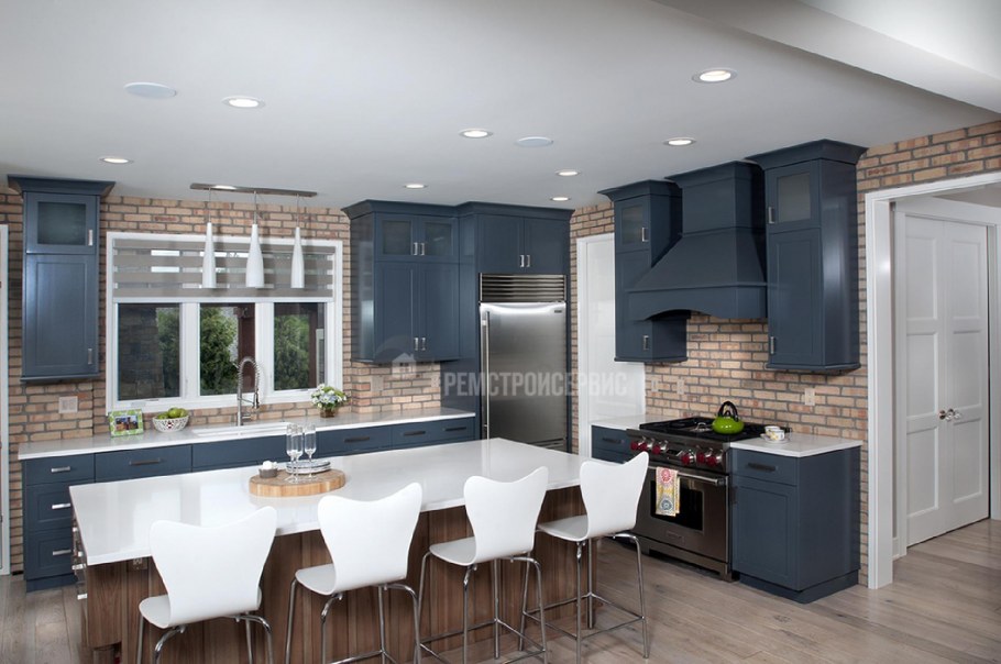 Лофт кухня Аквамарин