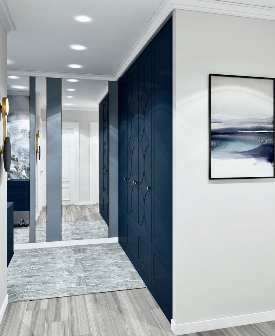 Коридор синий с белым