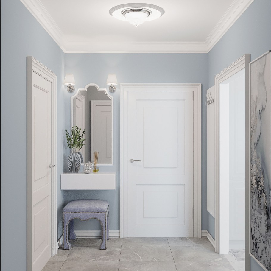 Прихожая в голубых тонах