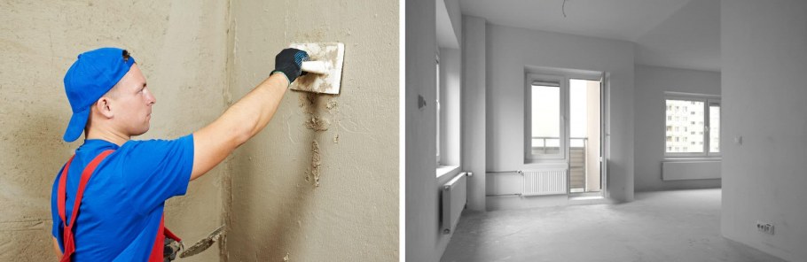 Ровные оштукатуренные стены