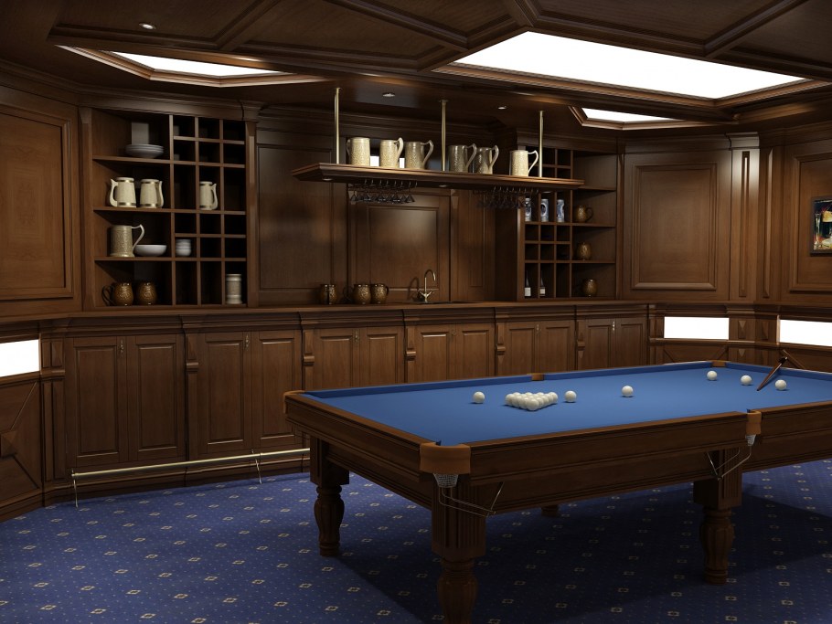 Барная стойка дома в бильярдной пристенная