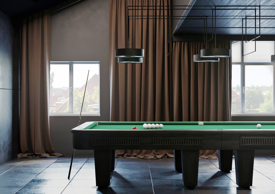 Бильярдная комната в современном стиле
