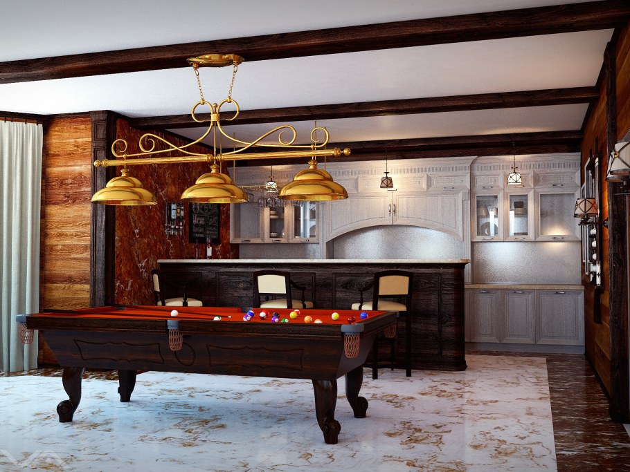 Барная стойка в бильярдной в доме