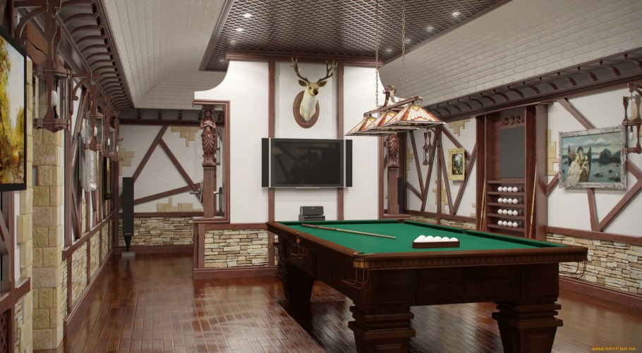 Бильярдная в средиземноморском стиле