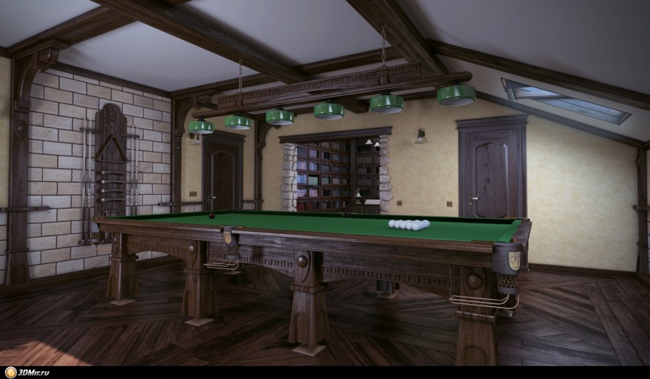 Бильярдная комната 4/8 с барной стойкой